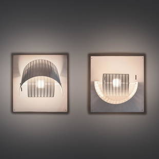 Mario Botta (b. 1943) Pair of Shogun Sconces Artemide, Italy: Mario Botta (b. 1943) Pair of Shogun SconcesArtemide, Italy enameled steel, aluminum with manufacturer's markings H 12 1/2 x W 13 x D 13 inches This lot is located in Chicago.