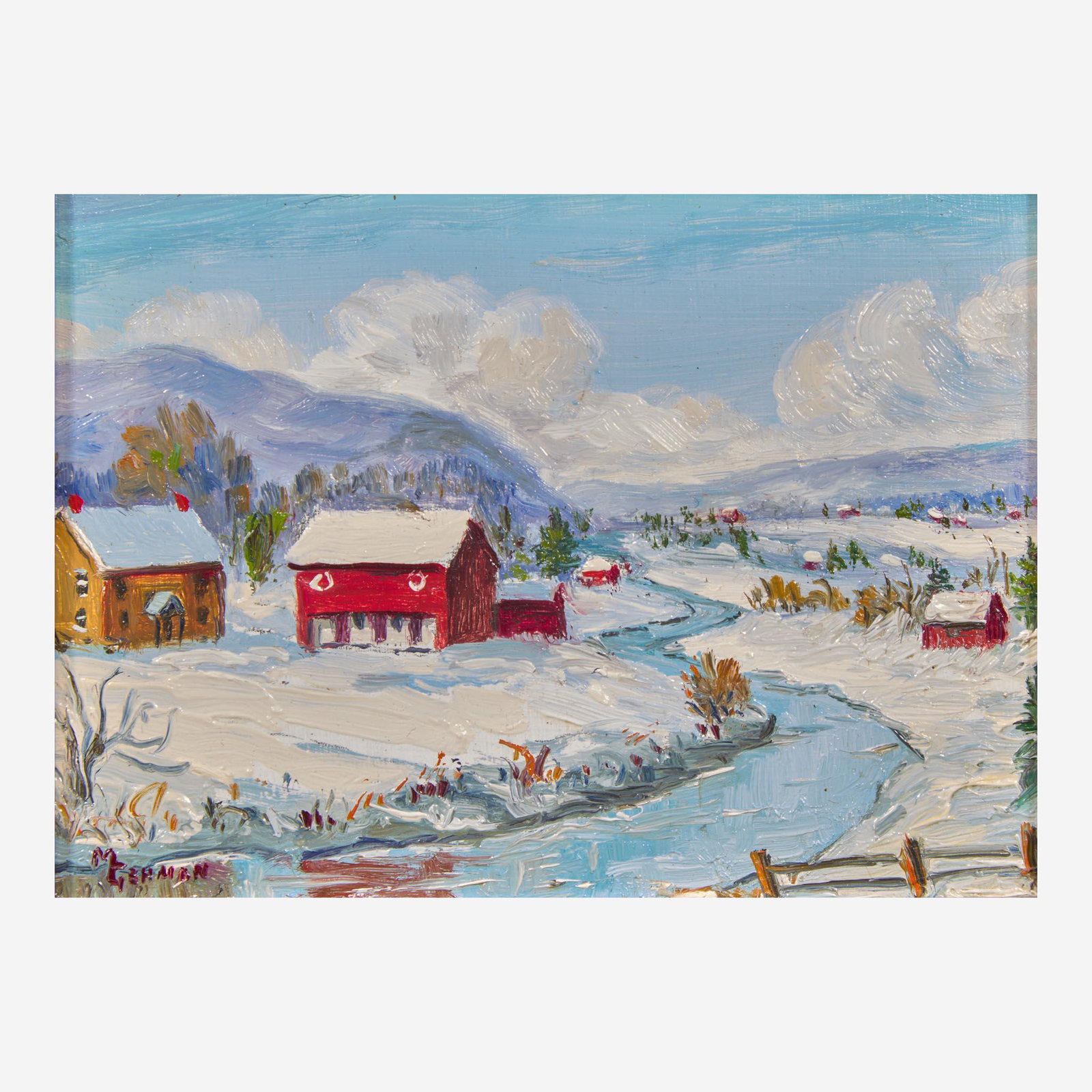 Mildred S. Gehman (American, 1908-2006) Winter Stream; together with Winter Village (1 of 4)