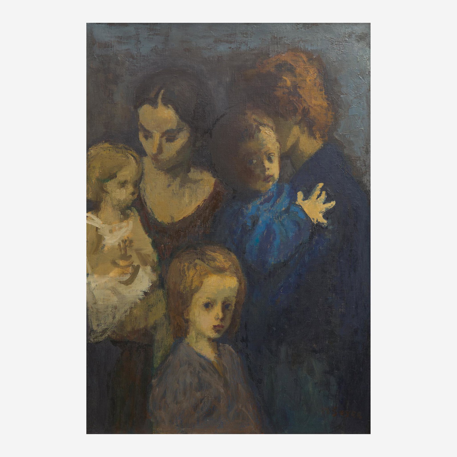 Moses Soyer (American, 1899–1974) Untitled (Mother and Children): Signed 'M. Soyer', oil on canvas30 x 21 ¼ in. (76.2x54cm) Provenance Private Collection, New Jersey. Private Estate, New Jersey.