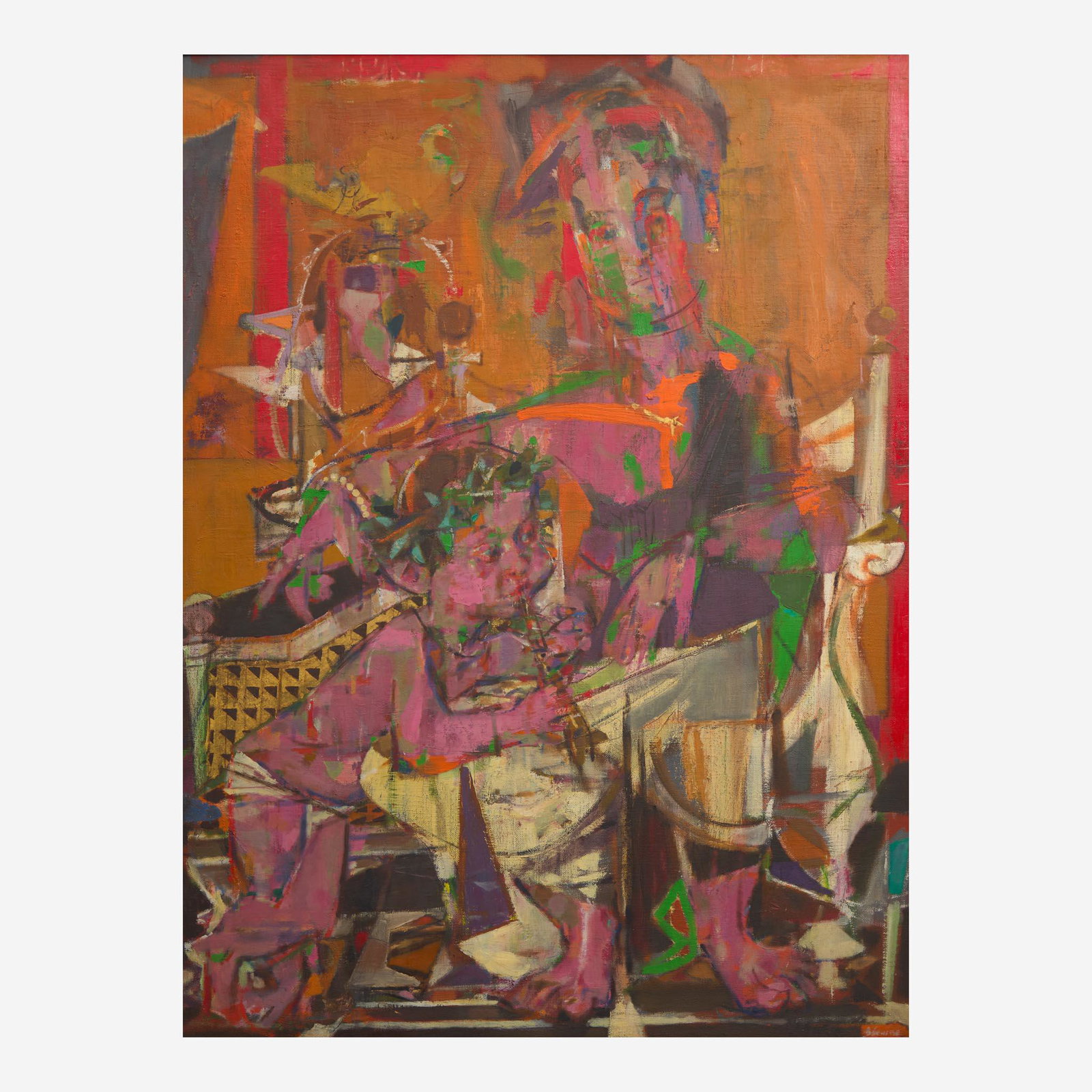 Jack Levine (American, 1915–2010) Orpheus and Calliope: Signed 'J Levine' lower right, executed in 1951, oil on canvas39 x 29 ½ in. (100.3x74.9cm) Provenance David Harris, New York, New York (acquired directly from the artist). Downtown Gallery