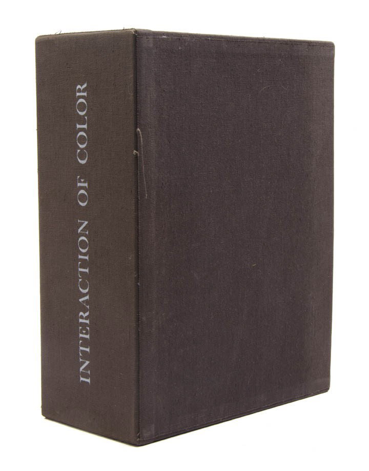 ALBERS, JOSEF. Interaction of Color. New Haven and: ALBERS, JOSEF Interaction of Color. New Haven and London: Yale University Press, (1963). Folio, contents loose as issued in brown linen slipcase, bound text volume, and 80 color screen prints with acc