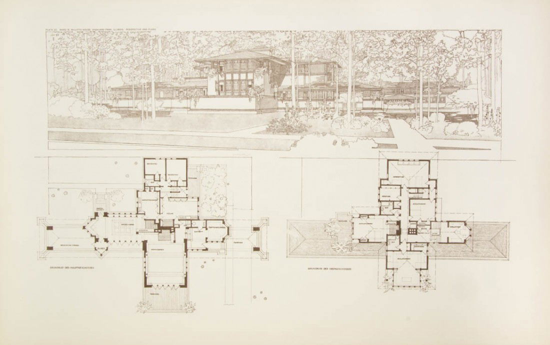 (ARCHITECTURE) WRIGHT, FRANK LLOYD: (ARCHITECTURE) WRIGHT, FRANK LLOYD Buildings, Plans and Designs. Text by W. W. Peters. New York: Horizon Press, (1963). Folio, contents loose as issued in publisher's cloth-backed folder with pastedow