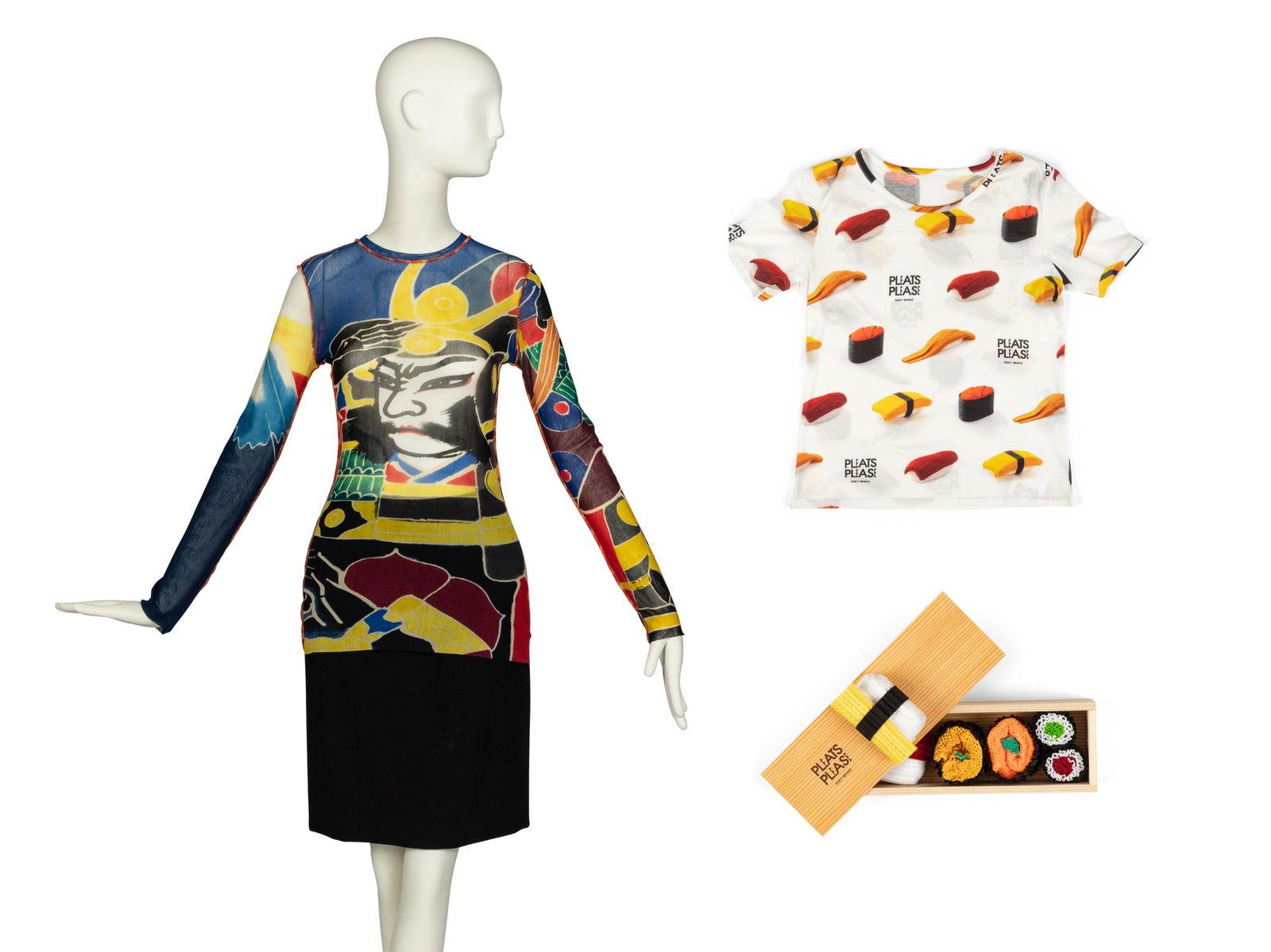 Jean Paul Gaultier, Maille Top With Samurai Imagery and Issey Miyake Pleats Please "Sushi" T-Shirt & (1 of 8)