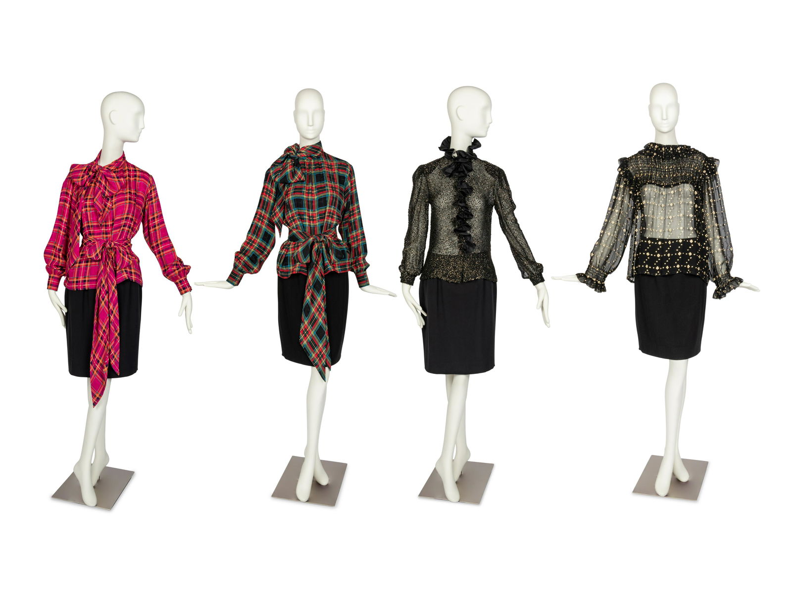 Four Designer Tops: Three Saint Laurent Rive Gauche & One Valentino, 1980s (1 of 4)