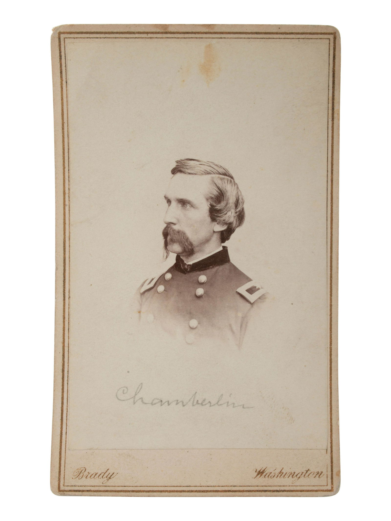 [CIVIL WAR]. [CHAMBERLAIN, Joshua L. (1828-1914)]. BRADY, Mathew, photographer. CDV of Brigadier (1 of 2)