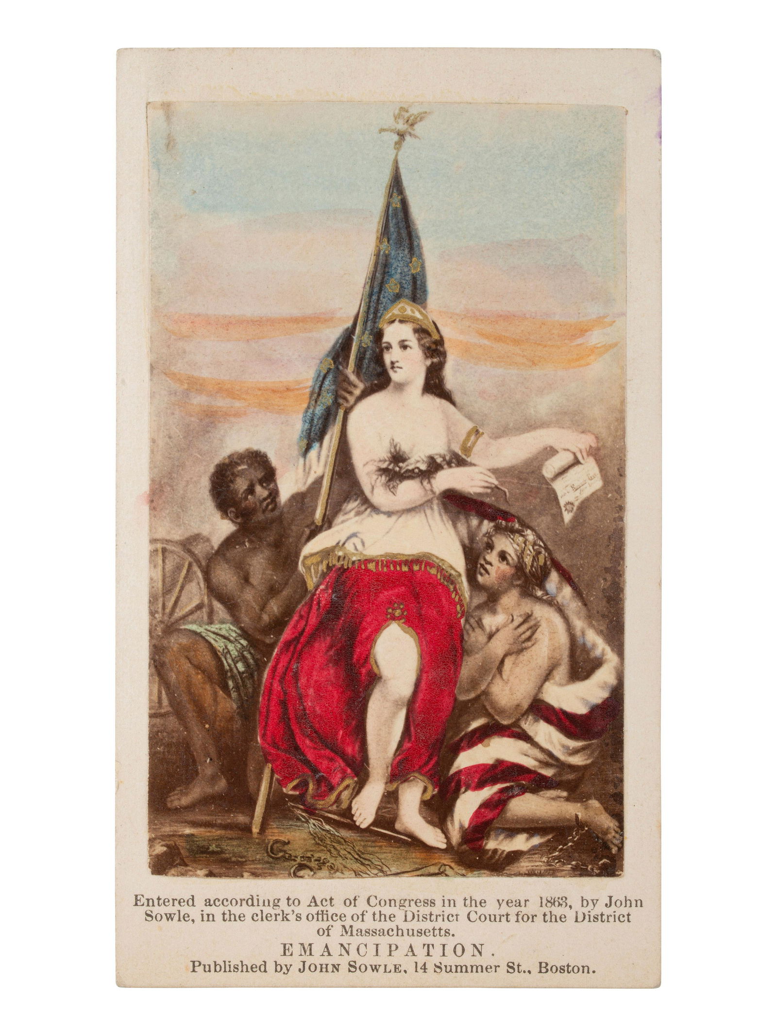 [AFRICAN AMERICANA-EMANCIPATION]. FISH, George Gardner, artist. Emancipation. Allegorical (1 of 2)