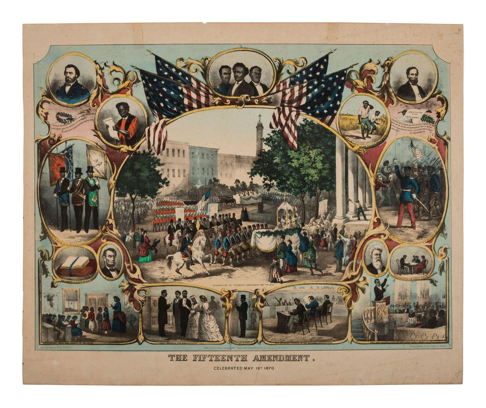 [AFRICAN AMERICANA -RECONSTRUCTION]. BEARD, James C., artist. The Fifteenth Amendment. Celebrated (1 of 1)