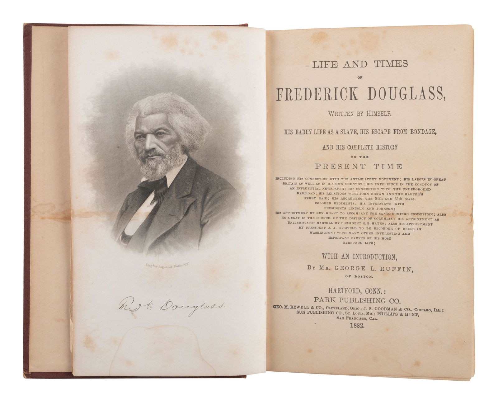 DOUGLASS, Frederick (ca 1818-1895). The Life and Times of Frederick Douglass, Written By Himself. (1 of 3)