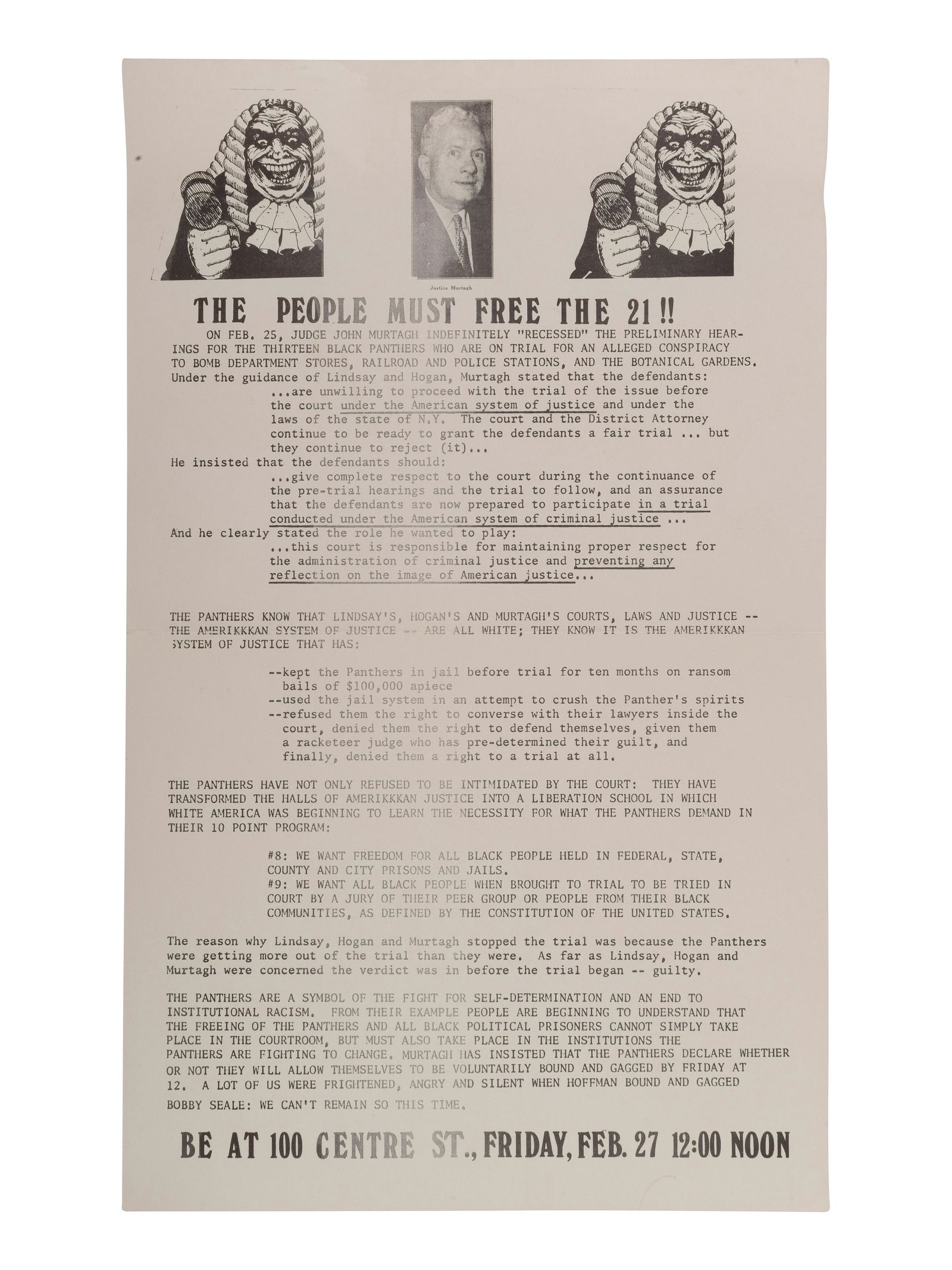 [BLACK PANTHER PARTY]. A group of 5 flyers and pamphlets issued by the Black Panther Party, incl. (1 of 2)