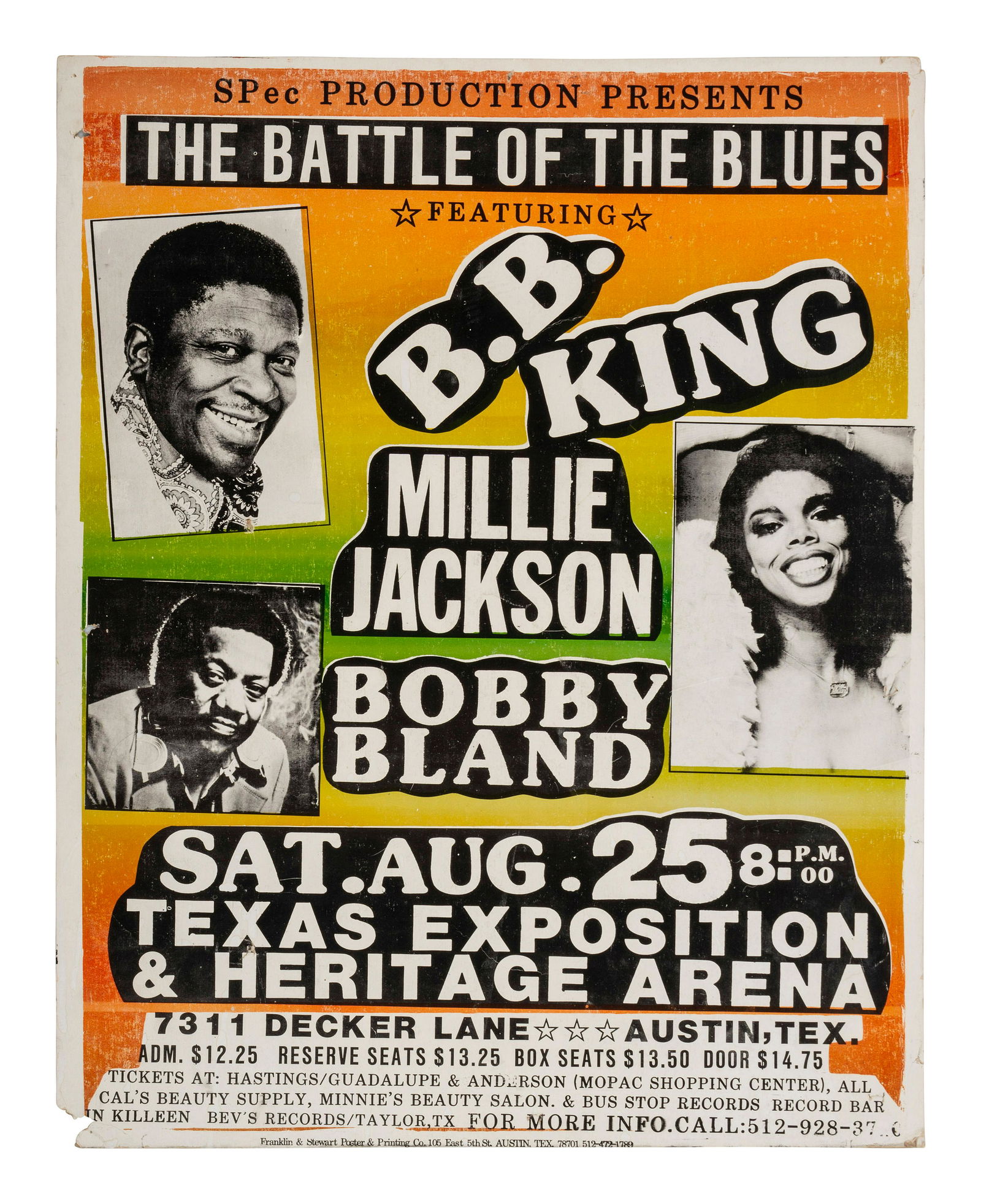 [AFRICAN AMERICANA - MUSIC]. A group of 2 posters promoting shows headlined by B.B. King and Smokey (1 of 2)
