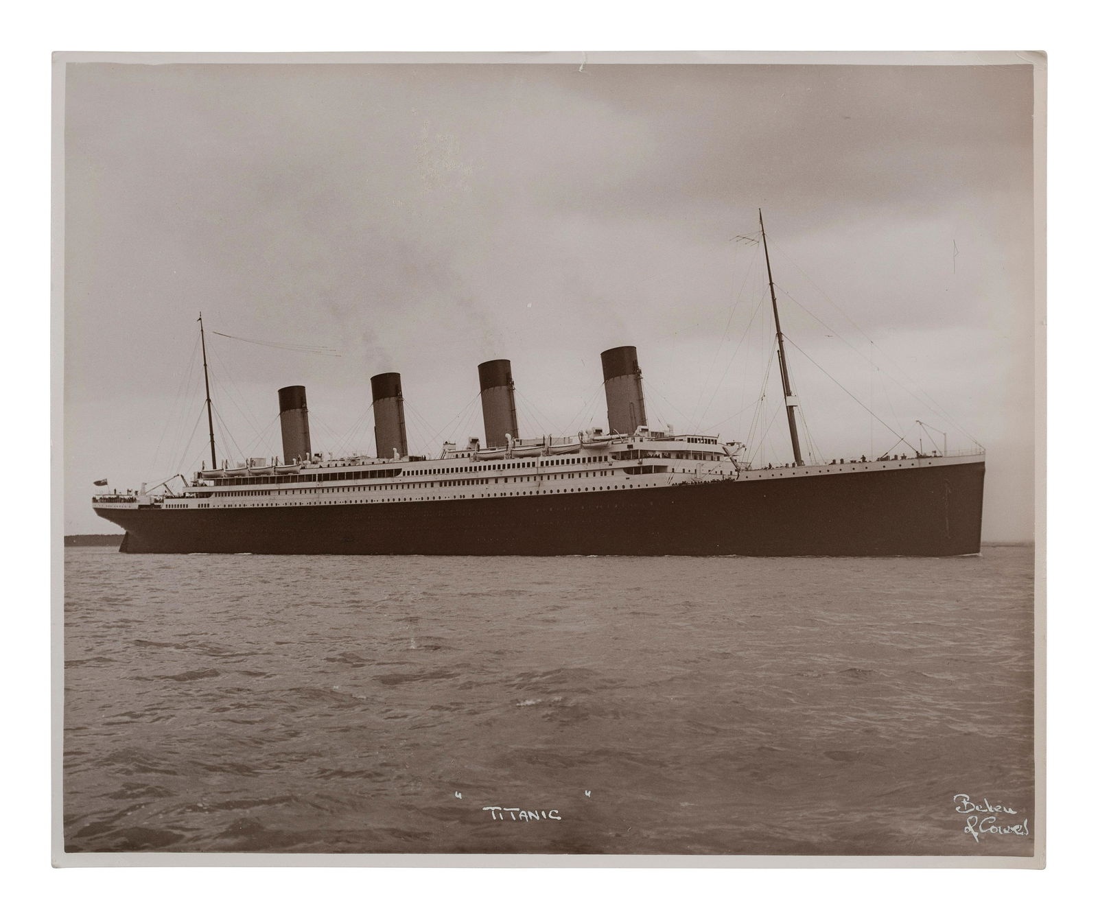 [TRANSPORTATION]. A group of 27 photographs of ocean liners including the RMS Titanic and HMHS (1 of 8)