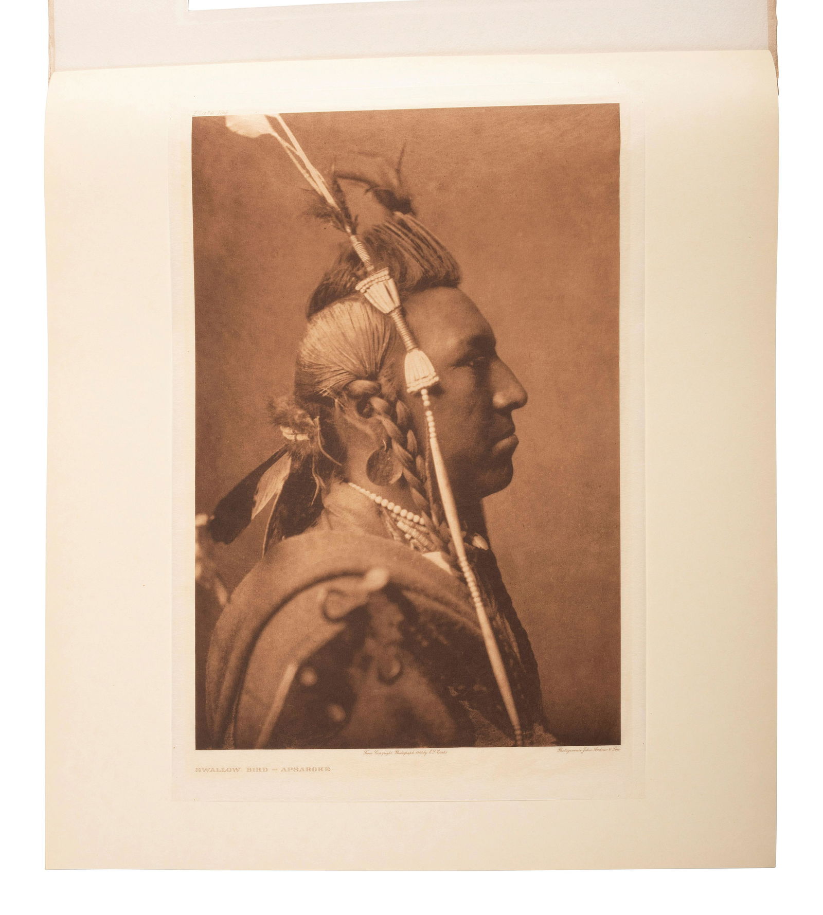 CURTIS, Edward (1868-1952). A group of 2 portfolio photogravures of Apsaroke subjects. (1 of 2)