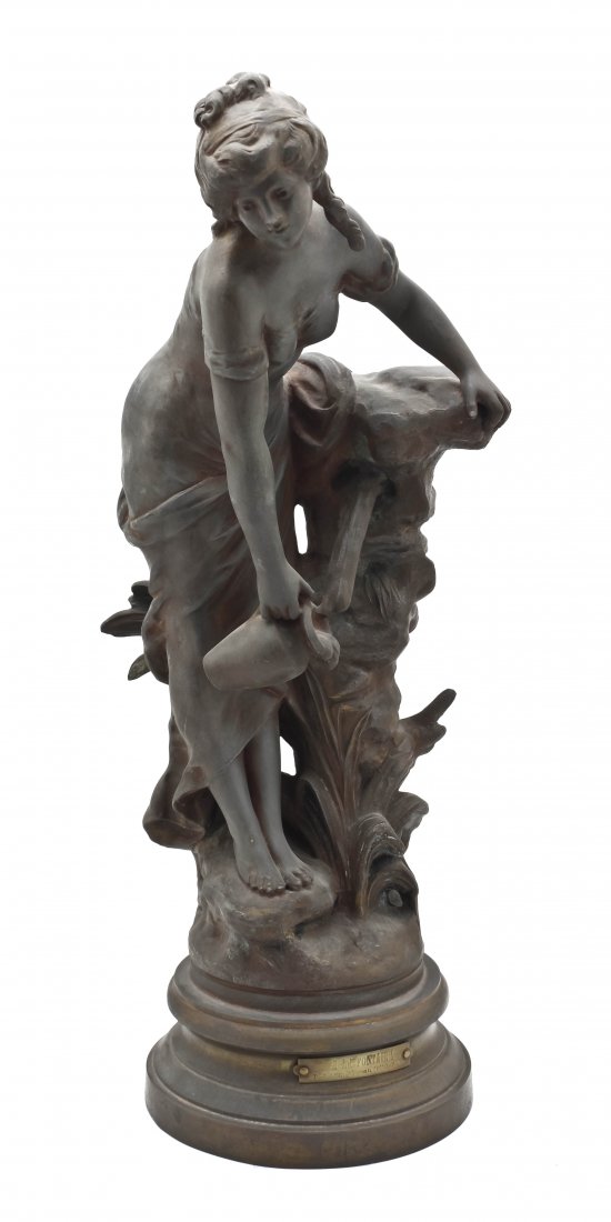 Auguste Louis Moreau, (French, 1855-1919), A La Fo: Auguste Louis Moreau (French, 1855-1919) A La Fontaine bronze Height 19 inches.