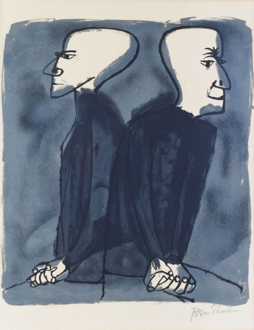 Ben Shahn, (American, 1898-1969), Priest and Proph: Ben Shahn (American, 1898-1969) Priest and Prophet lithograph 19 x 14 1/2 inches.
