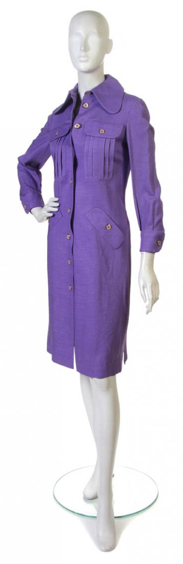 A Donald Brooks Purple Linen Day Dress.: A Donald Brooks Purple Linen Day Dress. Labeled: Donald Brooks.