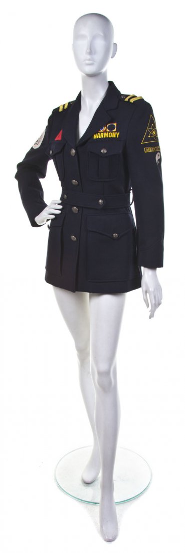 A Moschino Black Wool 'World Harmony Anti War' Jac: A Moschino Black Wool 'World Harmony Anti War' Jacket. Labeled: Cheap and Chic by Moschino.