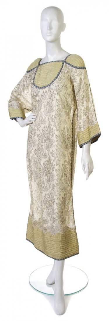 A Geoffrey Beene Lace and Silk Dress.: A Geoffrey Beene Lace and Silk Dress. Labeled: Geoffrey Beene.