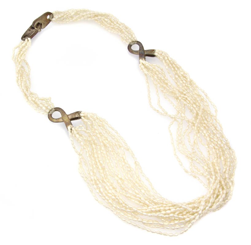 A Patricia Von Musulin Pearl and Silver Necklace.: A Patricia Von Musulin Pearl and Silver Necklace. Stamped: Von Musulin. Property from a Lady, Chicago, Illinois