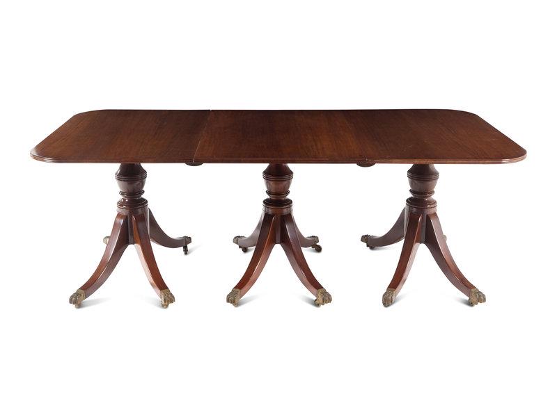A Regency Style Mahogany Extension Dining Table: A Regency Style Mahogany Extension Dining Table Century Furniture Co., 20th Century with two leaves. Height 30 x length (fully extended) 133 x width 42 inches. This lot is loca