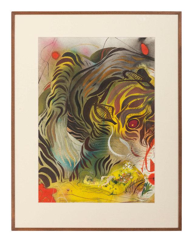 Paul Bough Travis (American, 1891-1975): Paul Bough Travis (American, 1891-1975) Tiger Eye, 1952watercolor on papersigned and dated lower right27 x 18 3/4 inches. This lot is located in Cincinnati