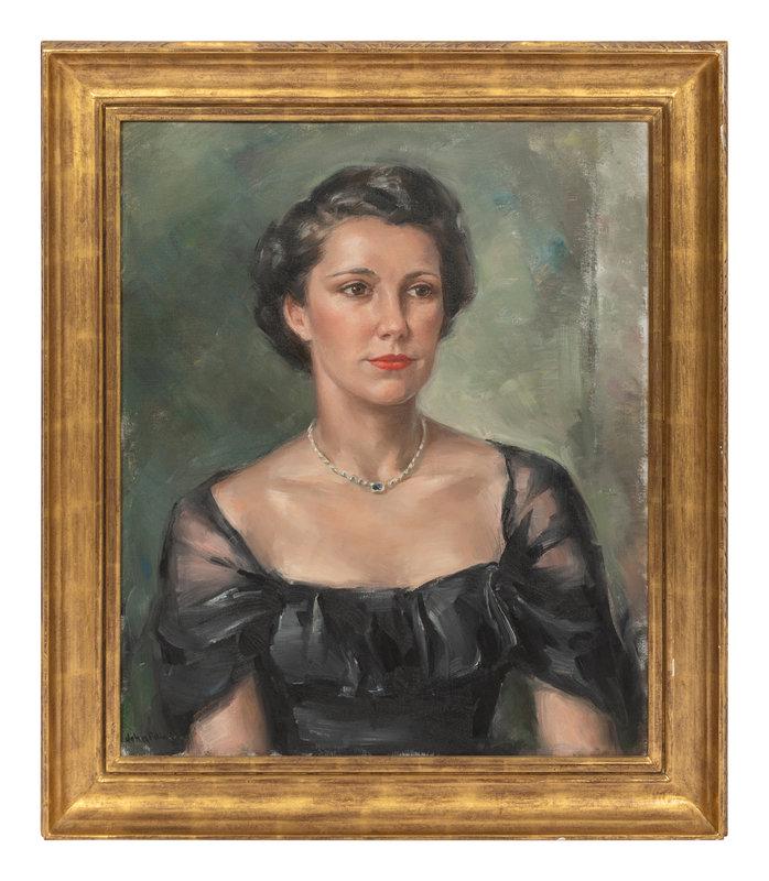 John Fulton Folinsbee (American, 1892-1972) Ms. Dorothy Rice Brewster: John Fulton Folinsbee (American, 1892-1972) Ms. Dorothy Rice Brewster Oil on Canvas signed John Folinsbee (lower left). 23 1/2 x 19 1/2 inches. This lot is located in Denver.
