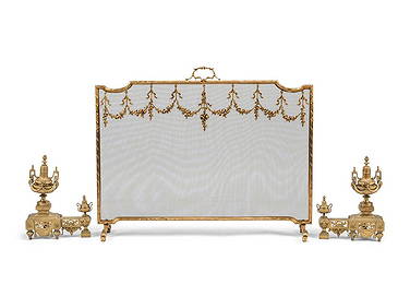 An Assembled Louis XVI Style Gilt Bronze Three-Piece Fireplace Suite (1 of 4)