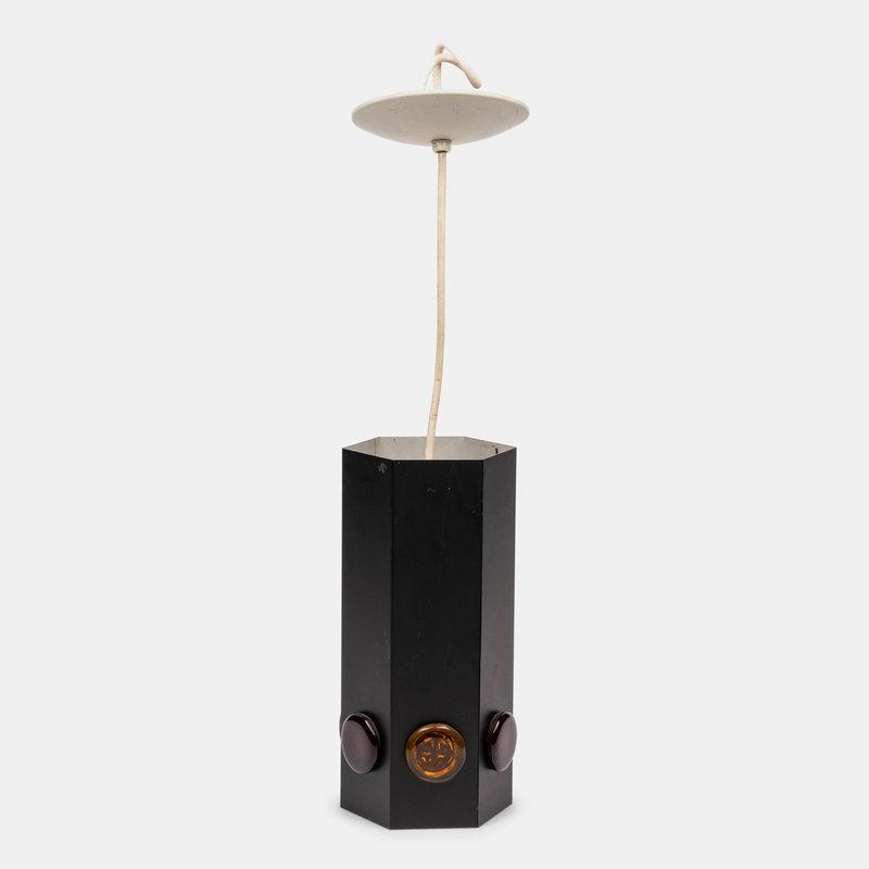 Erik Höglund, Attribution 20th Century Pendant Lamp: Erik Höglund, Attribution 20th Century Pendant Lamp enameled steel, molded glass H 13 1/2 x Dia 6 1/2 inches. Size H 13 1/2 x Dia 6 1/2 inches.