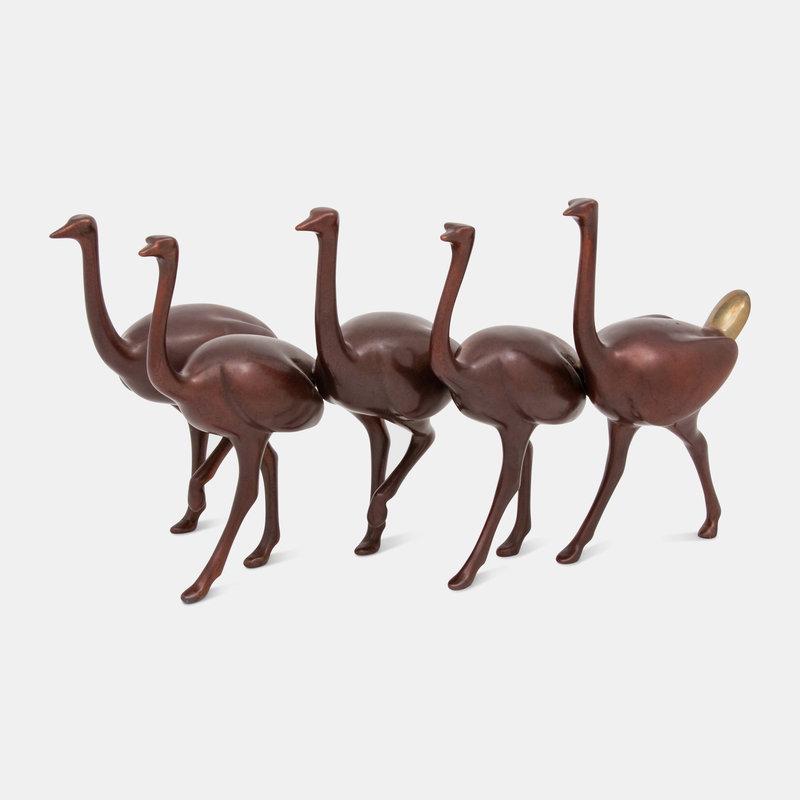 Loet Vanderveen (Dutch/American, 1921-2015) Running Ostriches Sculpture edition 66/1250: Loet Vanderveen (Dutch/American, 1921-2015) Running Ostriches Sculpture edition 66/1250 patinated bronze signed 'LOET 66/1250' H 7 1/2 x W 14 1/4 x D 6 inches. Property from the Esta