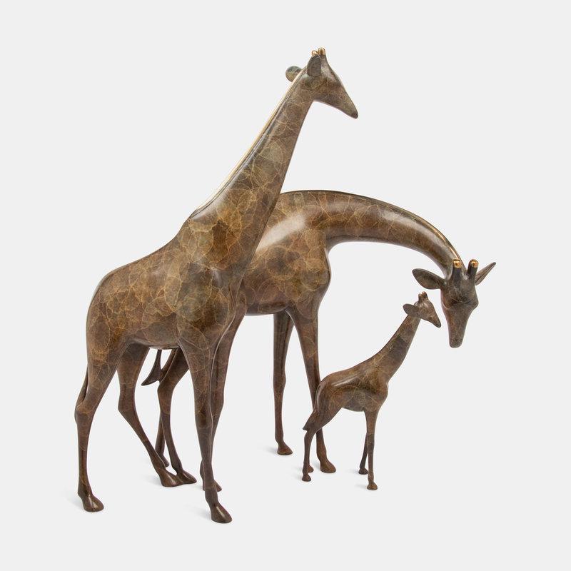 Loet Vanderveen (Dutch/American, 1921-2015) Giraffe Family Sculpture edition 58/750: Loet Vanderveen (Dutch/American, 1921-2015) Giraffe Family Sculpture edition 58/750 patinated bronze signed 'LOET 58/750' H 20 x W 18 x D 9 1/4 inches. Property from the Estate of Harry M.