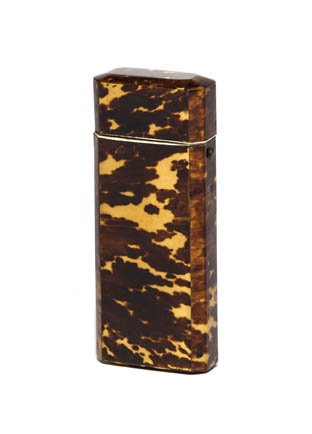 An English Tortoise Shell Spectacle Case, Height 5: An English Tortoise Shell Spectacle Case, of rectangular form, with ivory banding. Height 5 1/4 inches. Property from O'Hara's Gallery, Chicago, Illinois