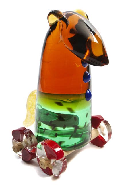 A Murano Glass Chess Piece, Martin Bradley, Heigh: A Murano Glass Chess Piece, Martin Bradley, Roller-Skate Mouse, signed and numbered 6/25. Height overall 10 1/2 inches. Property from the Collection of Mr. and Mrs. Anthony Perino, Chicago, Illinois