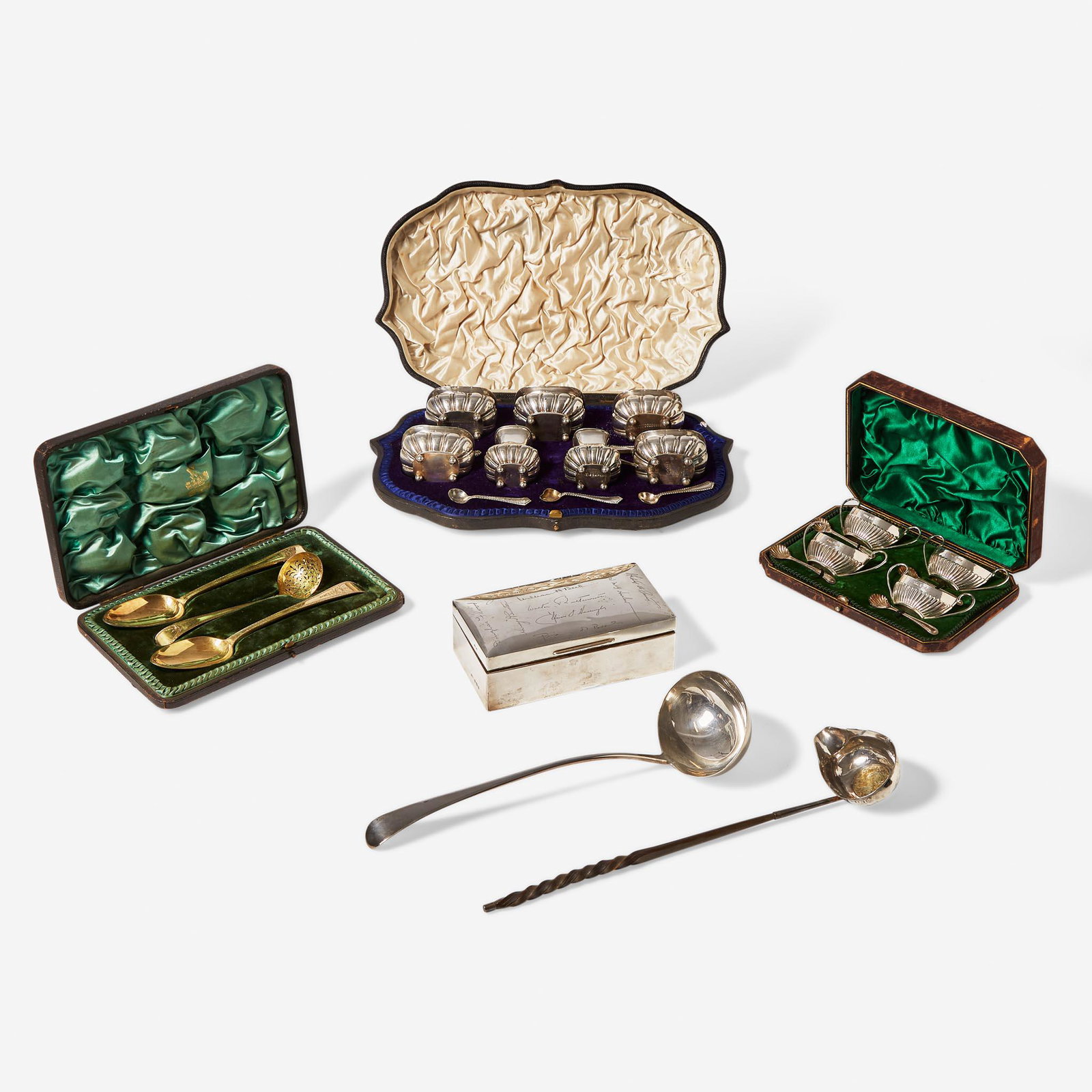 An assembled group of George III, Victorian, and George V sterling silver tablewares Various makers, (1 of 1)