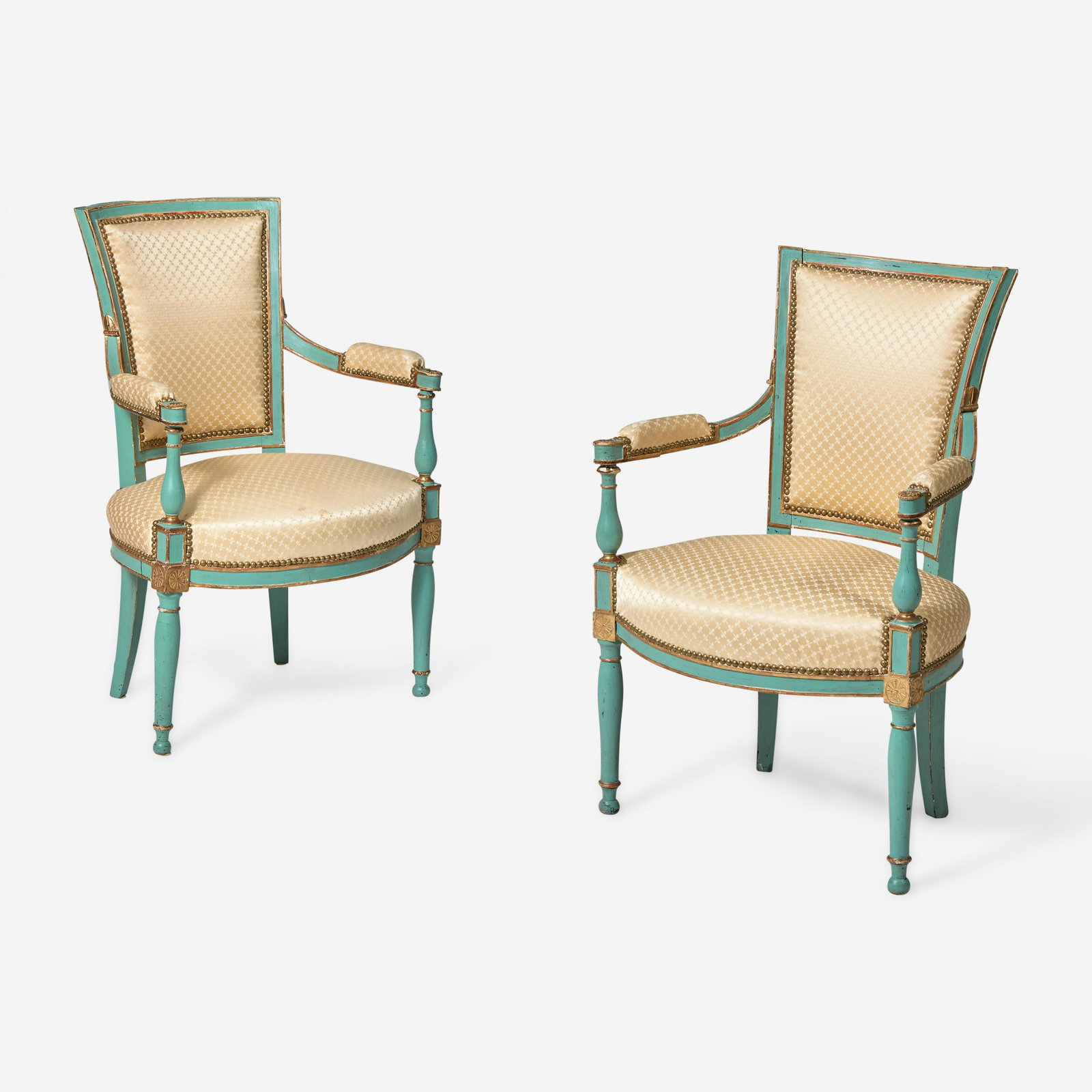 A pair of Directoire painted and parcel-gilt fauteuils circa 1800 (1 of 3)