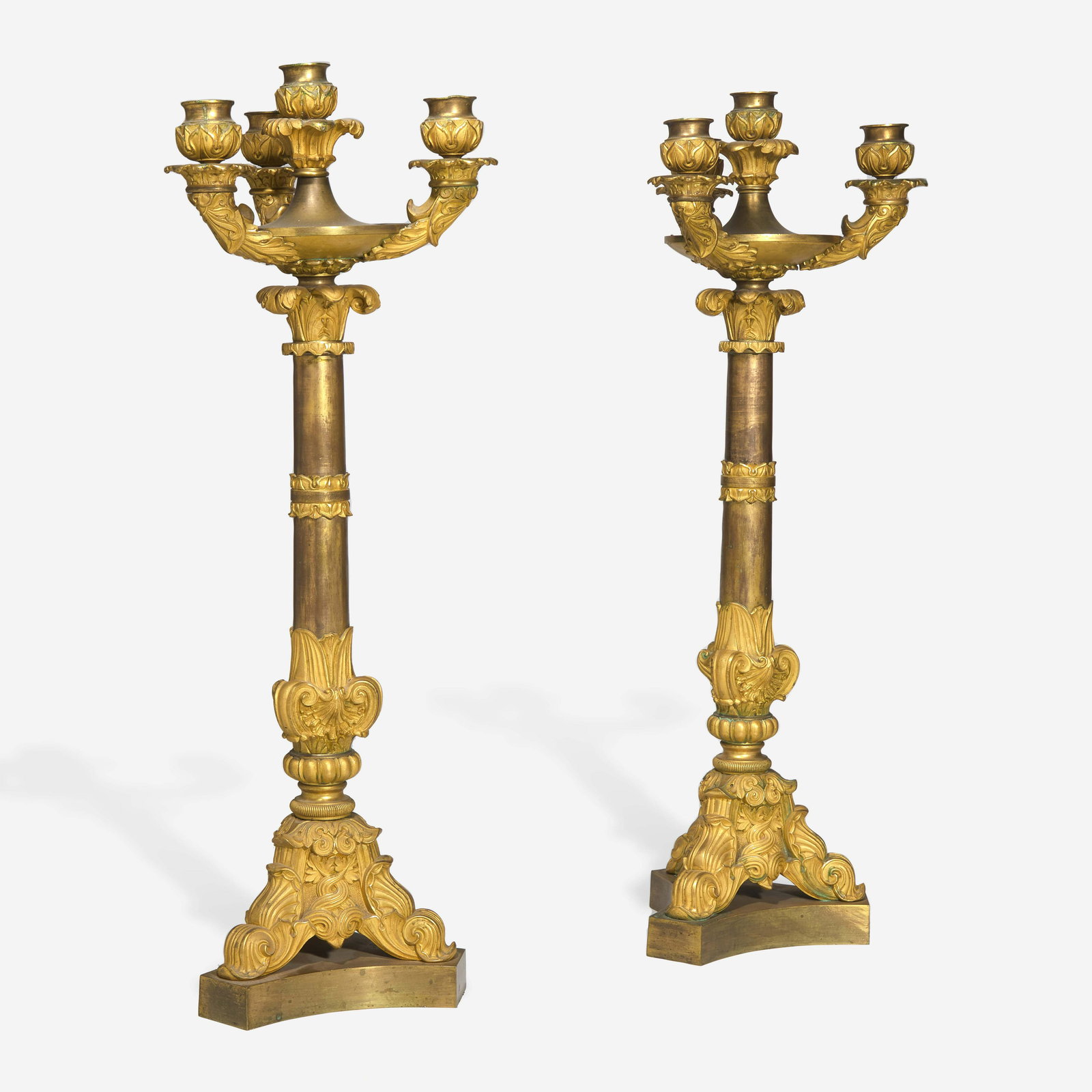 A pair of large French Louis Philippe ormolu candlesticks circa 1830-1840 (1 of 4)