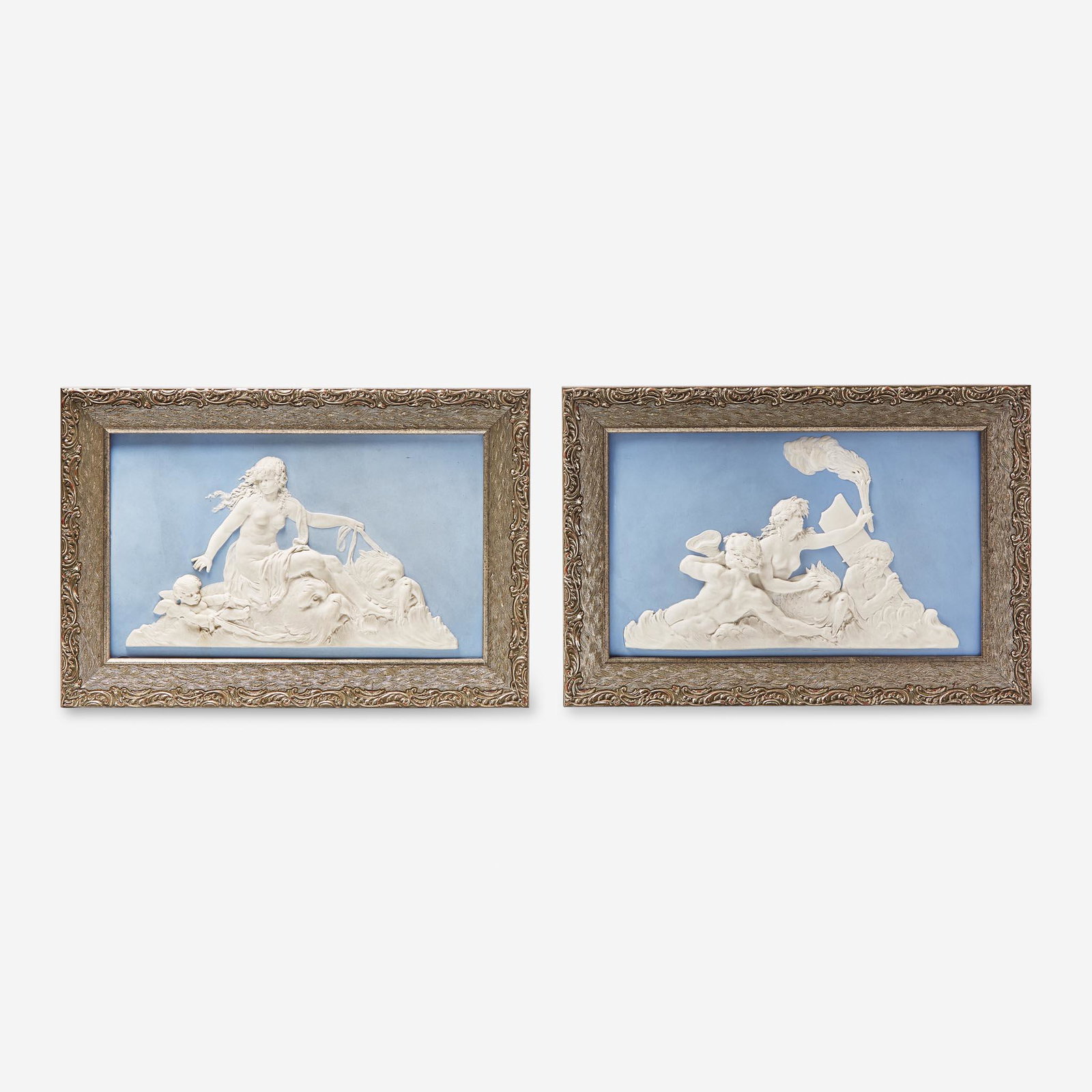 A Pair of Wedgwood Light Blue Dip Jasperware Plaques UK, late 19th century (1 of 3)