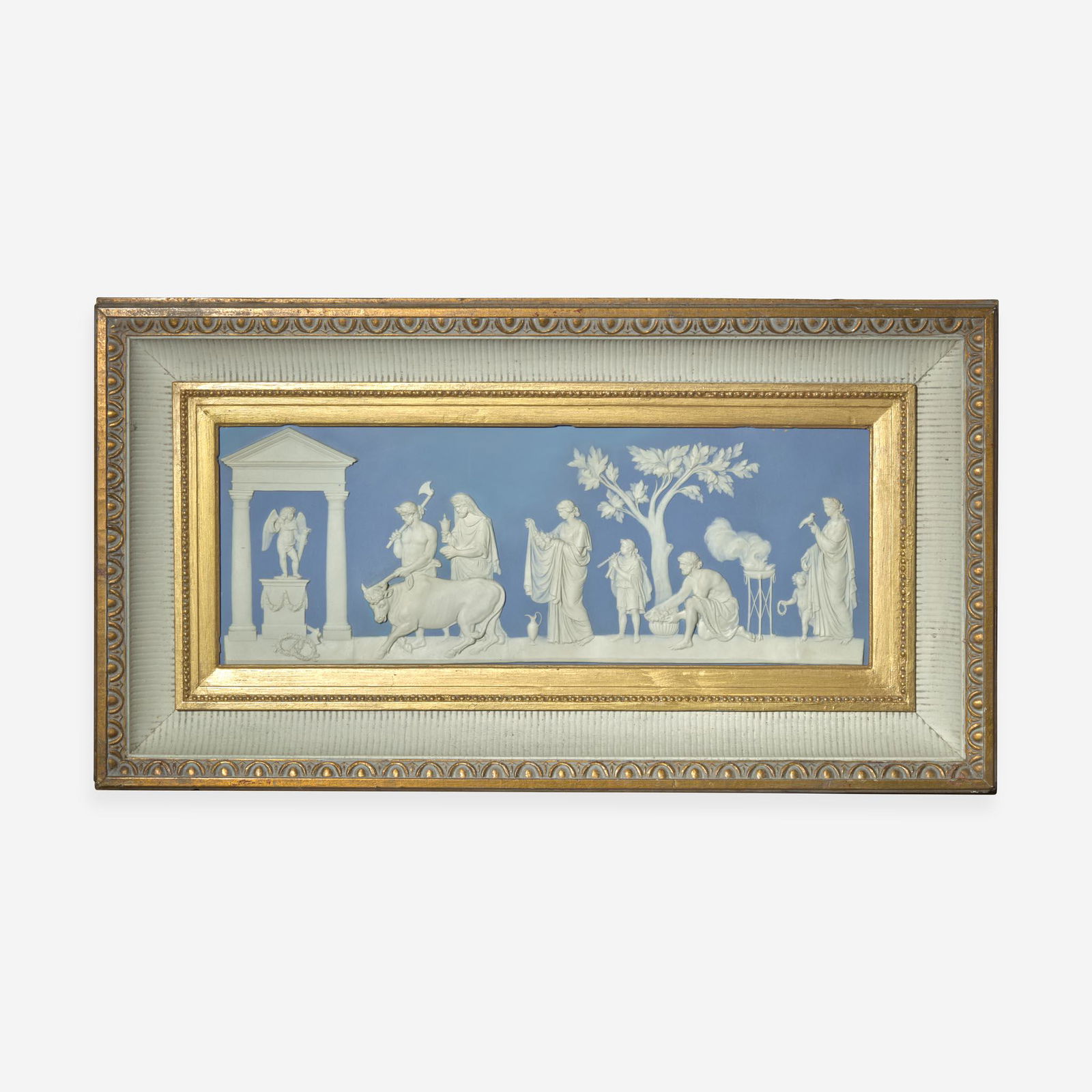 A Very Large Light Blue Dip Jasperware "Sacrifice to Love" Plaque UK, 19th century (1 of 3)