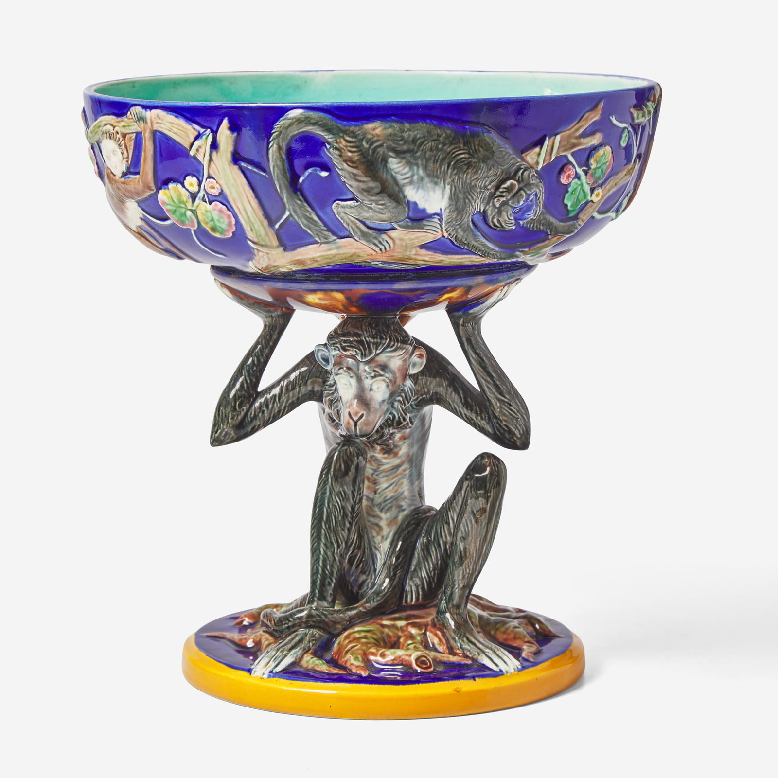 A Wedgwood Majolica Monkey Compote UK, circa 1880 (1 of 4)