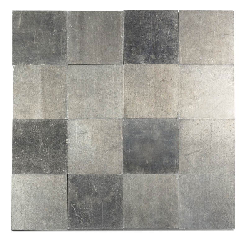 Carl Andre, (American, b. 1935), 16 Small Aluminum: Carl Andre (American, b. 1935) 16 Small Aluminum Square, 1981 aluminum 13 1/4 x 13 1/4 x 3/8 inches (each element 3 1/4 x 3 1/4 x 3/8) Provenance: Bernard Venet, Paris Paula Cooper, Inc., New
