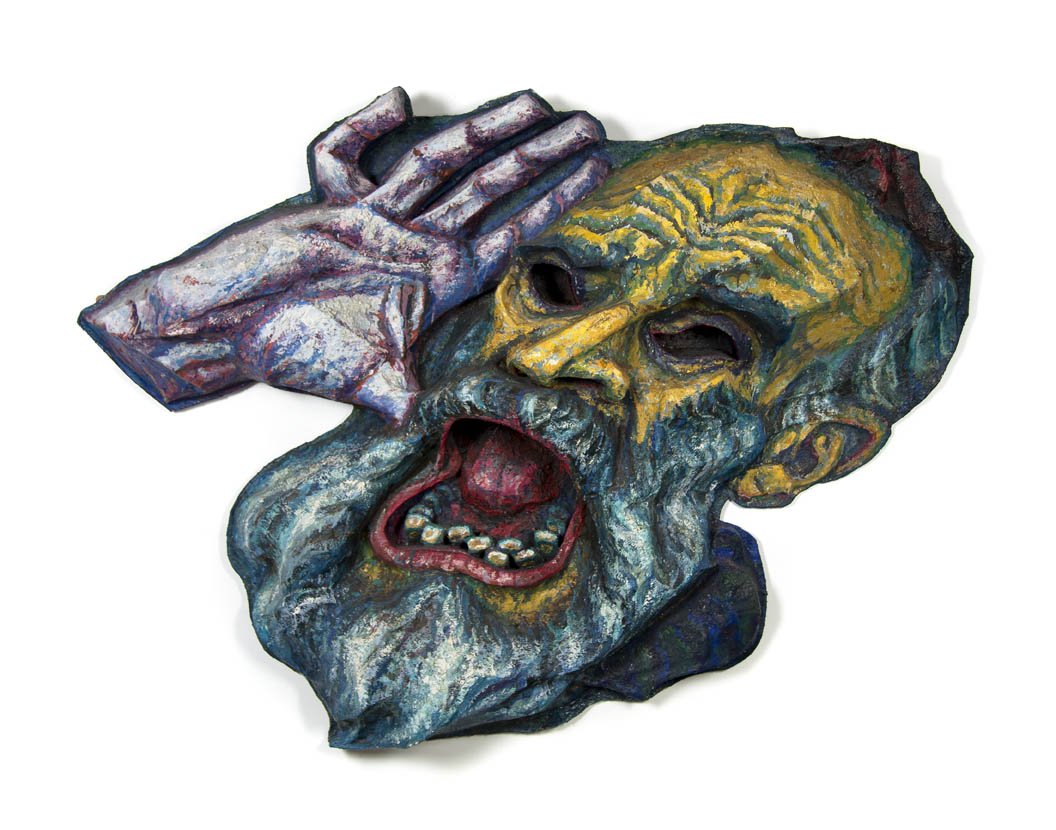 Alek Rapoport, (Russian, 1933-1997), Self-portrait: Alek Rapoport (Russian, 1933-1997) Self-portrait as Mask of Mordechai, 1989 mixed media 58 x 76 1/2 inches. Property Sold to Benefit the Acquisition Fund of the Nasher Museum of Art at Duke University