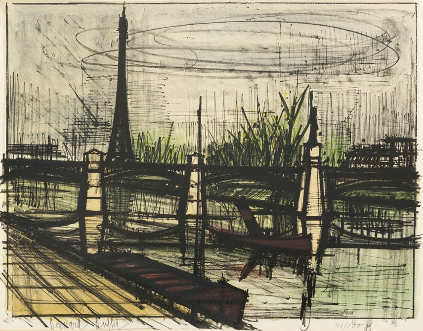 Bernard Buffet, (French, 1928-1999), Pont du Jour: Bernard Buffet (French, 1928-1999) Pont du Jour, 1962 lithograph edition 41/150, signed Bernard Buffet (lower left) 21 x 26 inches. Property from the Collection of Mrs. and Mr. Jerome