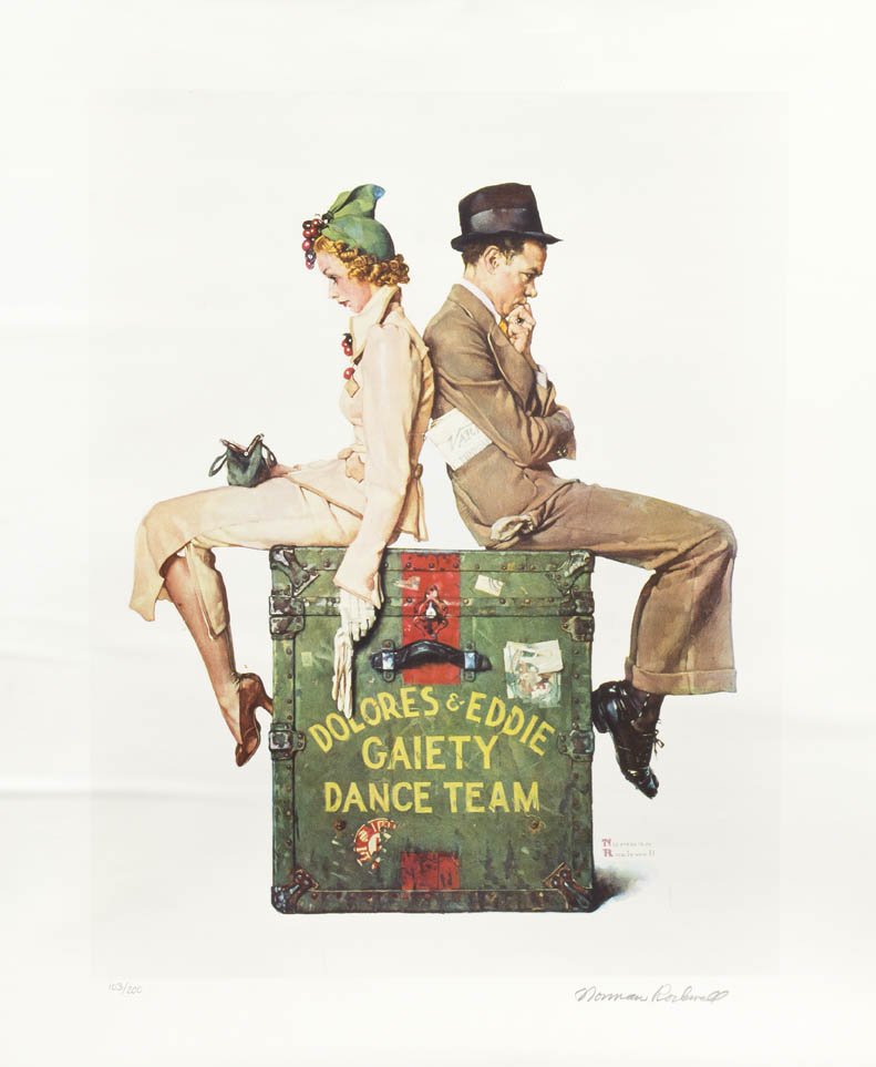 Norman Rockwell, (American, 1894- 1978), Dancing : Norman Rockwell (American, 1894- 1978) Dancing Team lithograph edition 103/200; signed Norman Rockwell (lower right) 28 x 25 1/2 inches.