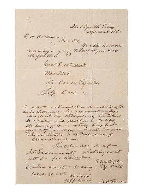 [CIVIL WAR]. Confederate letters and documents related to multiple southern states. (1 of 4)