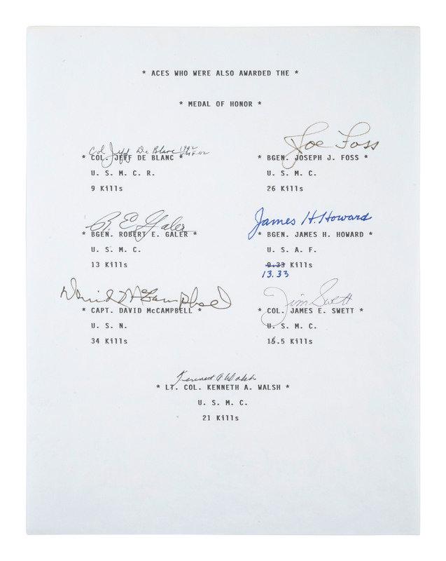 [WWII - MEDAL OF HONOR]. 88 signatures from 16 Congressional Medal of Honor recipients. (1 of 6)