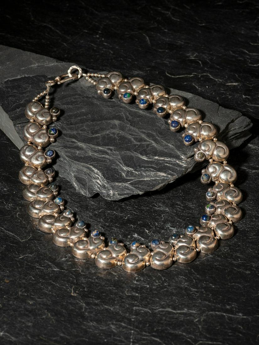 William Spratling (American-born, 1900-1967) Taxco Sterling Silver and Chrysocolla Necklace, (1 of 3)