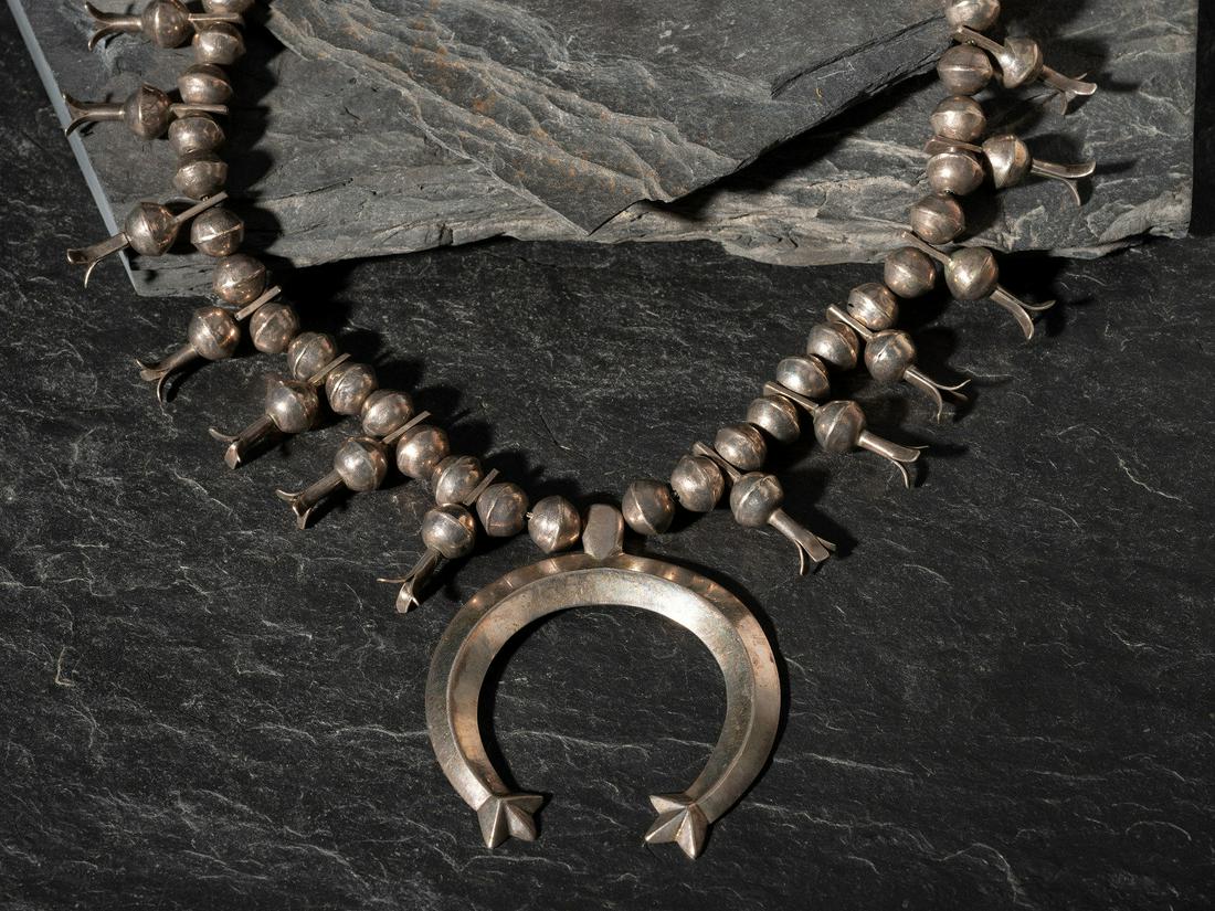 Navajo Silver Squash Blossom Necklace (1 of 3)