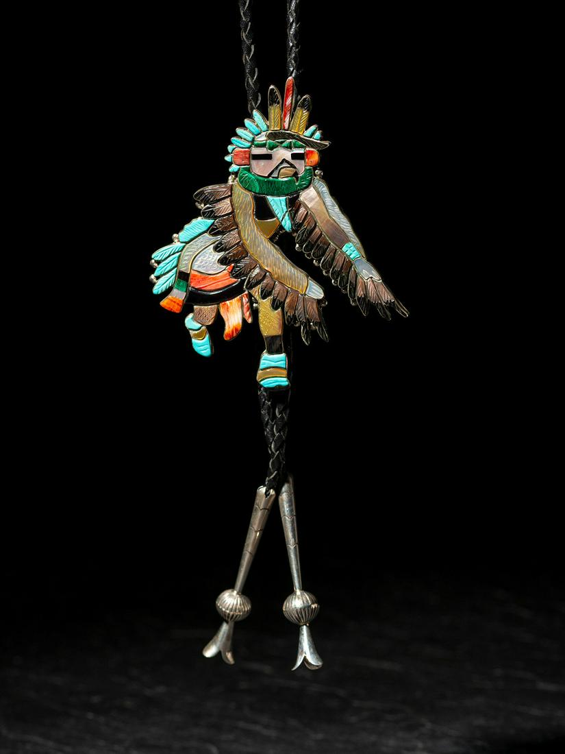Virgil and Shirley Benn (Zuni, act. since 1950s) and (Tewa, b. 1936) Mosaic Inlay Eagle Dancer Bolo (1 of 4)