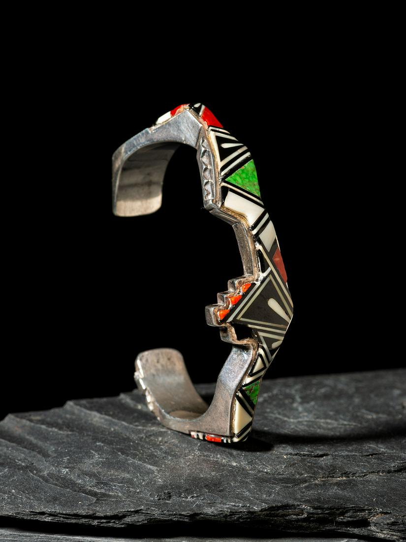 Danny Romero (Yaqui-Spanish, b. 1954)  Silver and Mosaic Inlay Cuff Bracelet (1 of 4)