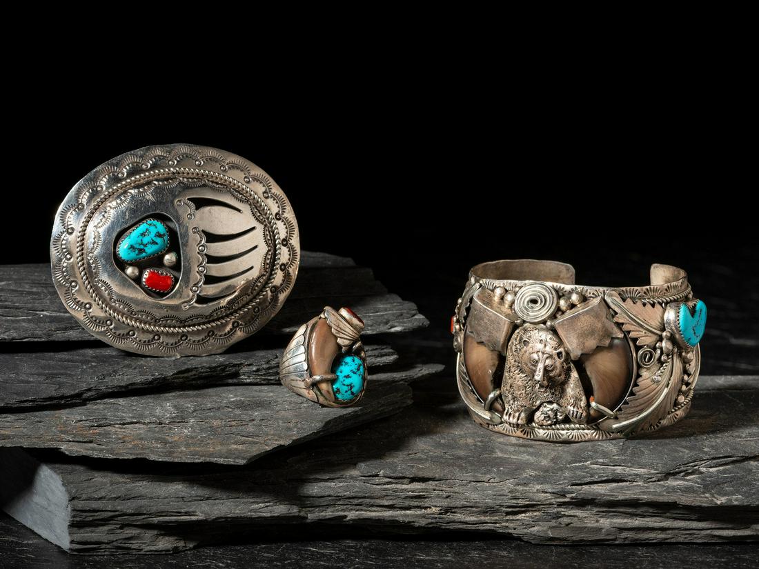 Navajo Silver Bear Themed Men's Jewelry (1 of 4)