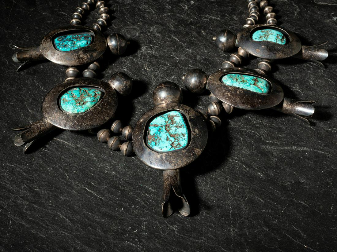 Large Navajo Sterling Silver and Turquoise Statement Necklace (1 of 5)