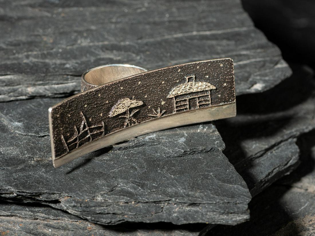 Mary Casuse (Hopi, 20th/21st century) Tufa Cast Silver Ring (1 of 5)